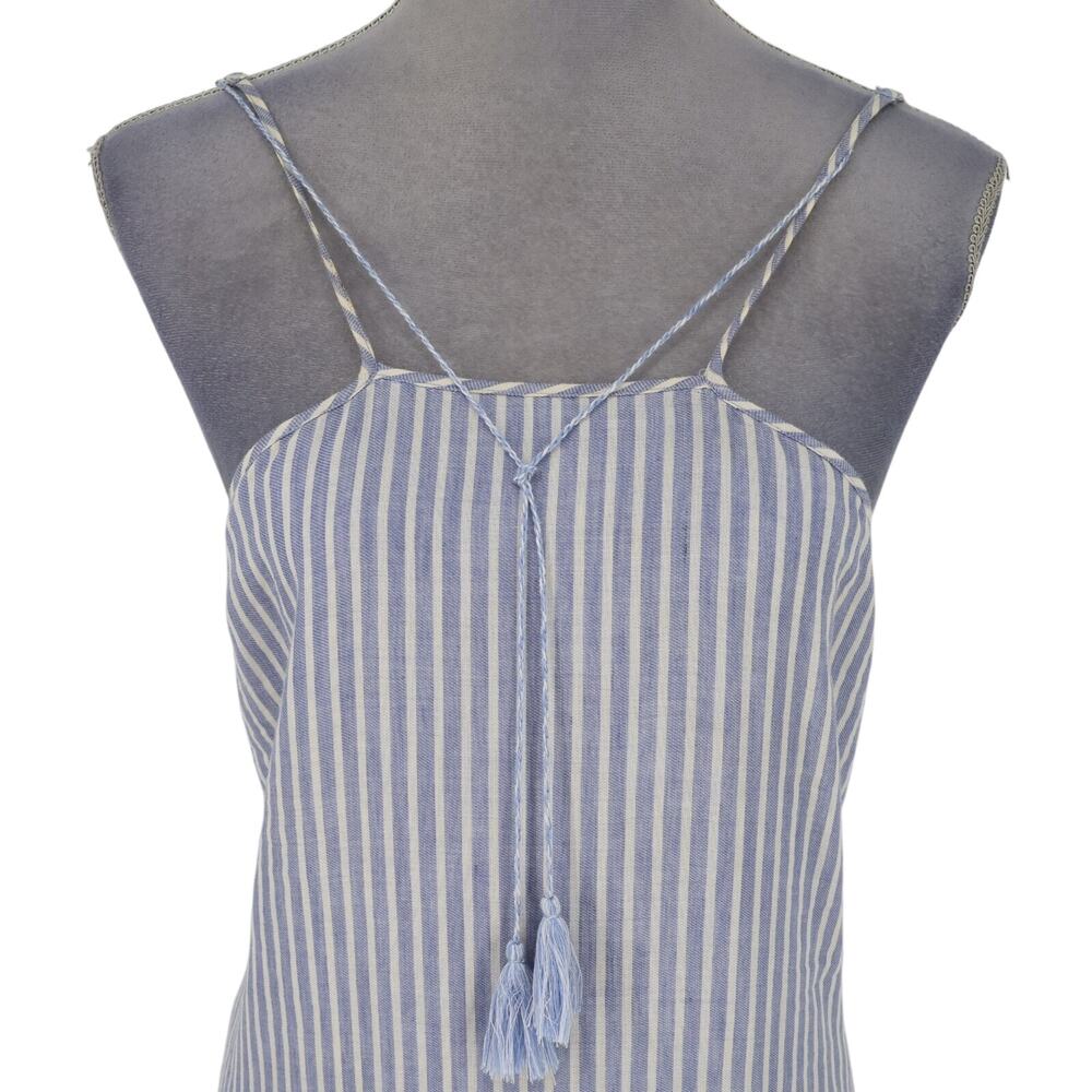 TJD The Jetset Diaries Dress Womens XS Blue White Cotton Linen Blend Lined Mini - Picture 7 of 12